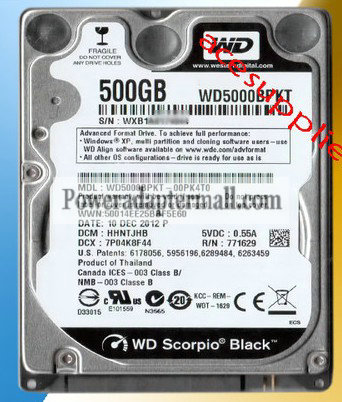 2.5"7200RPM 16M SATA WD 500GB WD5000BPKT Hard Drive for laptop